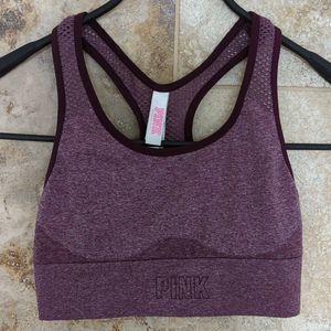 PINK Victoria's Secret XS Burgundy Sports Bra Active Athletic Athleisure